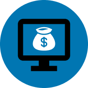 monitor with money bag icon